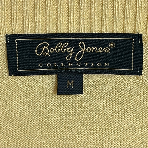 BOBBY JONES Collection Lightweight Mens V Neck Size M Silk Cashmere Blend Yellow - Picture 2 of 8
